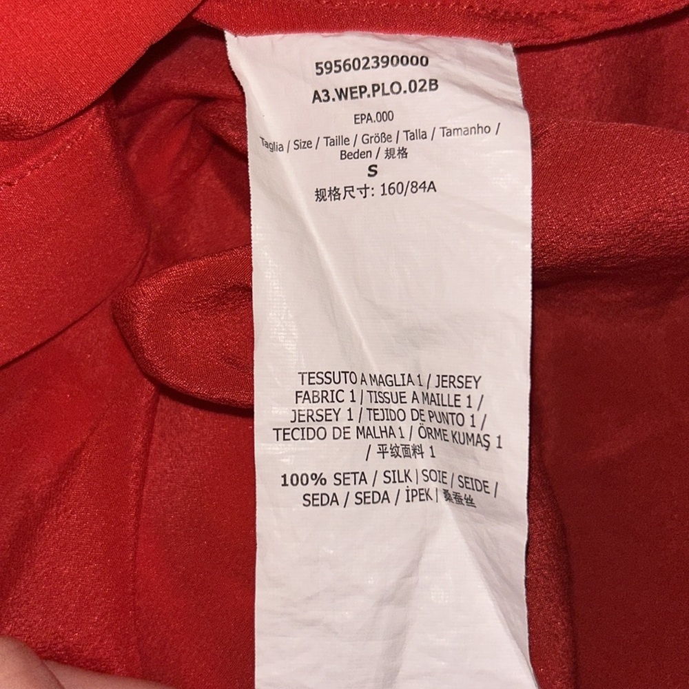MaxMara Weekend 100% Silk Button Up Coral Blouse with Bow Detail Size Small - Picture 5 of 6